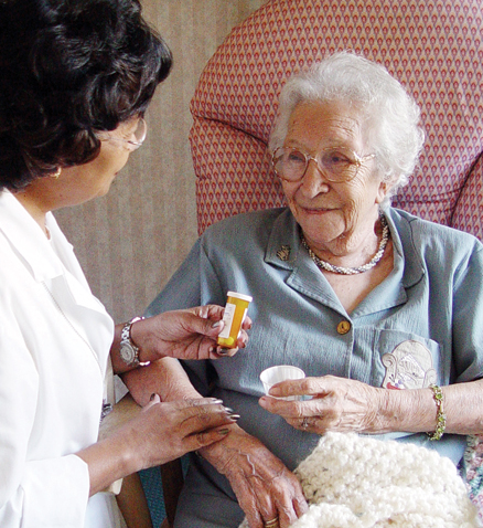 Resident receives medicine from lvn